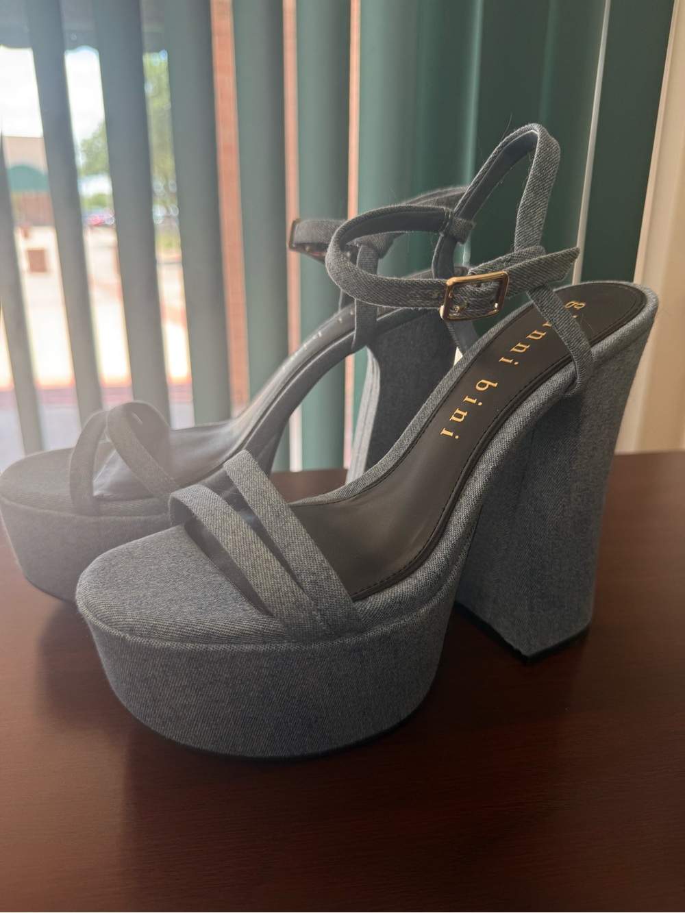 Gianni Bini Denim Platform Block Heel - Blue